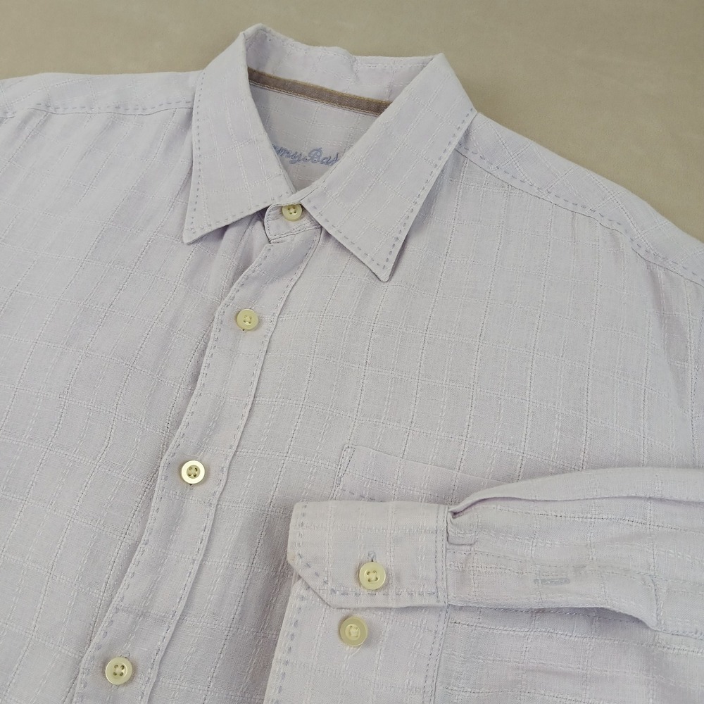 Tommy Bahama XL Mens Shirt Linen Button Up Long Sleeve 26x29 FLAW **Fits XXL **